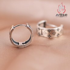 画像6: Antique Jewelry S925 シルバー レディース クロススターピアス デザイン性抜群 レトロで高級感のあるフープイヤリング (6)