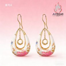 画像2: Antique Jewelry S925 シルバー 金メッキ焼藍 牡丹デザインピアス しずく型パステルカラー レディースイヤリング (2)