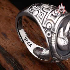 画像8: Antique Jewelry S925 シルバー 精密仕上げ 円形イーグルリング メンズ オープンアジャスタブル ヴィンテージデザイン 高級感 (8)