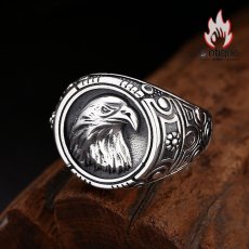 画像6: Antique Jewelry S925 シルバー 精密仕上げ 円形イーグルリング メンズ オープンアジャスタブル ヴィンテージデザイン 高級感 (6)