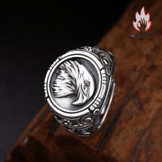 画像7: Antique Jewelry S925 シルバー 精密仕上げ 円形イーグルリング メンズ オープンアジャスタブル ヴィンテージデザイン 高級感 (7)