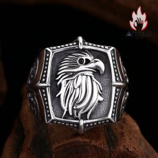 画像2: Antique Jewelry S925 シルバー 精密仕上げ メンズ イーグルヘッド スクエアリング サイズ調整可能 シンプルヴィンテージー (2)