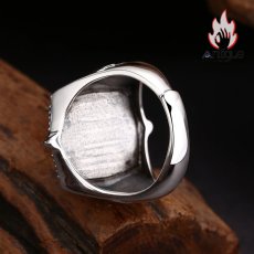 画像6: Antique Jewelry S925 シルバー 精密仕上げ メンズ イーグルヘッド スクエアリング サイズ調整可能 シンプルヴィンテージー (6)