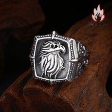 画像4: Antique Jewelry S925 シルバー 精密仕上げ メンズ イーグルヘッド スクエアリング サイズ調整可能 シンプルヴィンテージー (4)