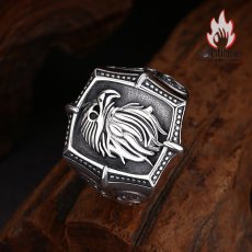 画像5: Antique Jewelry S925 シルバー 精密仕上げ メンズ イーグルヘッド スクエアリング サイズ調整可能 シンプルヴィンテージー (5)