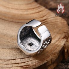 画像3: Antique Jewelry S925 シルバー ゴールドライオンクラウンリング ライオンハートデザイン 重厚感ライオンヘッド ヴィンテージシルバーリング メンズ (3)