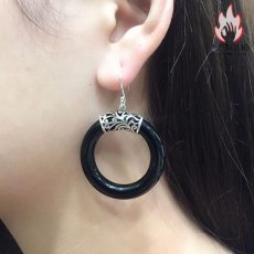 画像7: Antique Jewelry 古藤模様 黒瑪瑙 イヤリング レディース S925 純銀製 おしゃれ 個性派 贈り物に最適 (7)