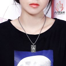 画像8: Antique Jewelry S925 純銀 精巧作り 虎頭角プレートペンダント メンズ シンプルスタイル ゴシック調 ファッションアクセサリー (8)
