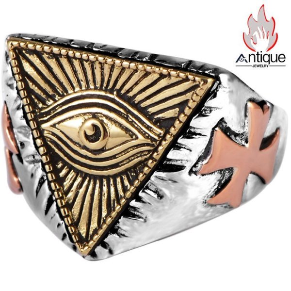 Antique Jewelry エジプト・ファラオ風トライアングルリング - 男性用