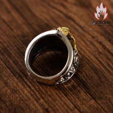 画像6: Antique Jewelry パーソナライズ可能！S925銀製ウェスタン風スカル＆ローズメンズリング、五角星印象的な個性派ジュエリー (6)
