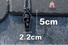 画像11: Antique Jewelry ダークなスカル棺ペンダント メンズ用の個性的なペンダント、レトロチタンスチールセーターチェーン、パンク風アクセサリー (11)