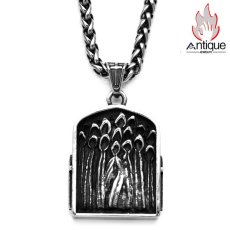 画像1: Antique Jewelry ダークな十字架と死神のネックレス、メンズ用、個性的なチタンスチール製ペンダント、ビンテージで欧米風のアクセサリー (1)