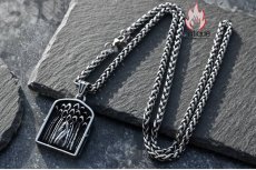 画像13: Antique Jewelry ダークな十字架と死神のネックレス、メンズ用、個性的なチタンスチール製ペンダント、ビンテージで欧米風のアクセサリー (13)