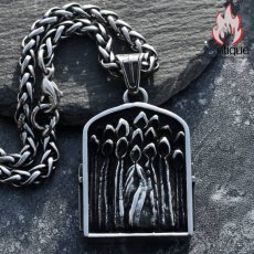 画像2: Antique Jewelry ダークな十字架と死神のネックレス、メンズ用、個性的なチタンスチール製ペンダント、ビンテージで欧米風のアクセサリー (2)