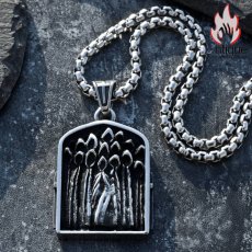 画像3: Antique Jewelry ダークな十字架と死神のネックレス、メンズ用、個性的なチタンスチール製ペンダント、ビンテージで欧米風のアクセサリー (3)