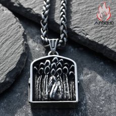 画像5: Antique Jewelry ダークな十字架と死神のネックレス、メンズ用、個性的なチタンスチール製ペンダント、ビンテージで欧米風のアクセサリー (5)