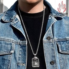 画像6: Antique Jewelry ダークな十字架と死神のネックレス、メンズ用、個性的なチタンスチール製ペンダント、ビンテージで欧米風のアクセサリー (6)
