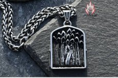 画像7: Antique Jewelry ダークな十字架と死神のネックレス、メンズ用、個性的なチタンスチール製ペンダント、ビンテージで欧米風のアクセサリー (7)