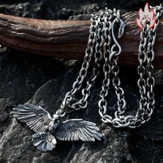 画像2: Antique Jewelry メンズアーティスティックネックレス/フェザーペンダント/文芸的/チタンスチール製/レトロなデザイン (2)