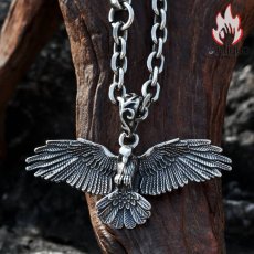 画像4: Antique Jewelry メンズアーティスティックネックレス/フェザーペンダント/文芸的/チタンスチール製/レトロなデザイン (4)