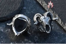画像12: Antique Jewelry 悪魔サタンのヤギの頭のリング 男性用 洋風アンティーク 十字チタンスチールの個性的な指輪、個性溢れる手元飾り (12)