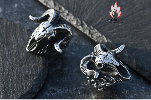 Antique Jewelry 悪魔サタン ゴートヘッドリング メンズ 欧米風個性