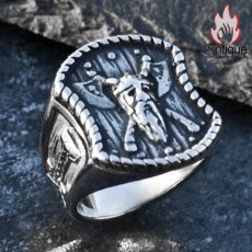 画像2: Antique Jewelry 北欧ビッグアックス 勇気ある戒指 男性用 アンティーク風個性的な指輪、万能に使えるチタンステンレススチール製のアクセサリー (2)