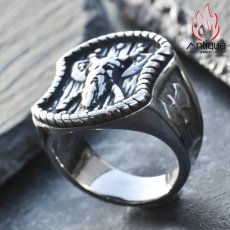 画像4: Antique Jewelry 北欧ビッグアックス 勇気ある戒指 男性用 アンティーク風個性的な指輪、万能に使えるチタンステンレススチール製のアクセサリー (4)