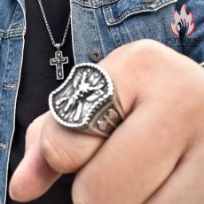 画像6: Antique Jewelry 北欧ビッグアックス 勇気ある戒指 男性用 アンティーク風個性的な指輪、万能に使えるチタンステンレススチール製のアクセサリー (6)