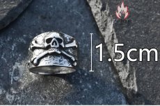 画像12: Antique Jewelry 個性的なバイカースカルリング 男性用 欧米風のチタンステンレススチール製指輪、ダークでアンティークなデザインが目を惹くストリートファッションアイテム (12)