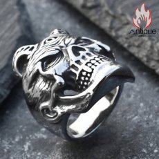画像4: Antique Jewelry ダークな悪魔神の目スカルリング 男性用 個性的なチタンステンレススチール製指輪、欧米風のスタイルに合わせておしゃれを楽しめるアクセサリー (4)