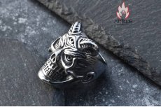 画像8: Antique Jewelry ダークな悪魔神の目スカルリング 男性用 個性的なチタンステンレススチール製指輪、欧米風のスタイルに合わせておしゃれを楽しめるアクセサリー (8)