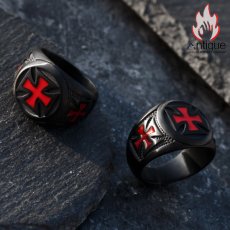 画像10: Antique Jewelry 男性向けのダークな十字架指輪。ヒップホップや潮流に合う個性的なタイタンスチールの食指リング、文芸的な印象もある (10)