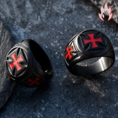 画像11: Antique Jewelry 男性向けのダークな十字架指輪。ヒップホップや潮流に合う個性的なタイタンスチールの食指リング、文芸的な印象もある (11)