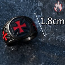 画像17: Antique Jewelry 男性向けのダークな十字架指輪。ヒップホップや潮流に合う個性的なタイタンスチールの食指リング、文芸的な印象もある (17)