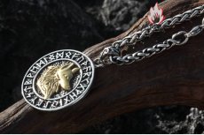 画像12: Antique Jewelry ヴァイキングコンパス ウルフヘッドネックレス 男性用 北欧風個性的なニーペンダント、ビンテージなファッションアイテム、チタンステンレススチール製アクセサリー (12)