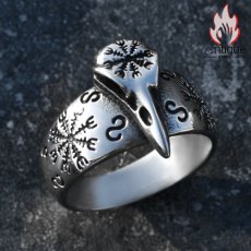 画像8: Antique Jewelry 男性向けのストリートスタイルの羅針盤とカラスの指輪、ヒップホップに合う個性的でレトロな指輪で、百搭なタイタンスチールの食指リング、また、ヴァイキング風味も楽しめる (8)