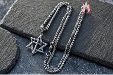 画像10: Antique Jewelry ヒップホップ個性的な十字架と六芒星ネックレス メンズ 嘻哈風レトロチタン鋼ペンダント INSスタイルネックレス (10)
