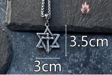 画像11: Antique Jewelry ヒップホップ個性的な十字架と六芒星ネックレス メンズ 嘻哈風レトロチタン鋼ペンダント INSスタイルネックレス (11)