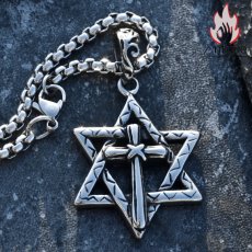 画像3: Antique Jewelry ヒップホップ個性的な十字架と六芒星ネックレス メンズ 嘻哈風レトロチタン鋼ペンダント INSスタイルネックレス (3)