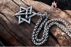 画像8: Antique Jewelry ヒップホップ個性的な十字架と六芒星ネックレス メンズ 嘻哈風レトロチタン鋼ペンダント INSスタイルネックレス (8)