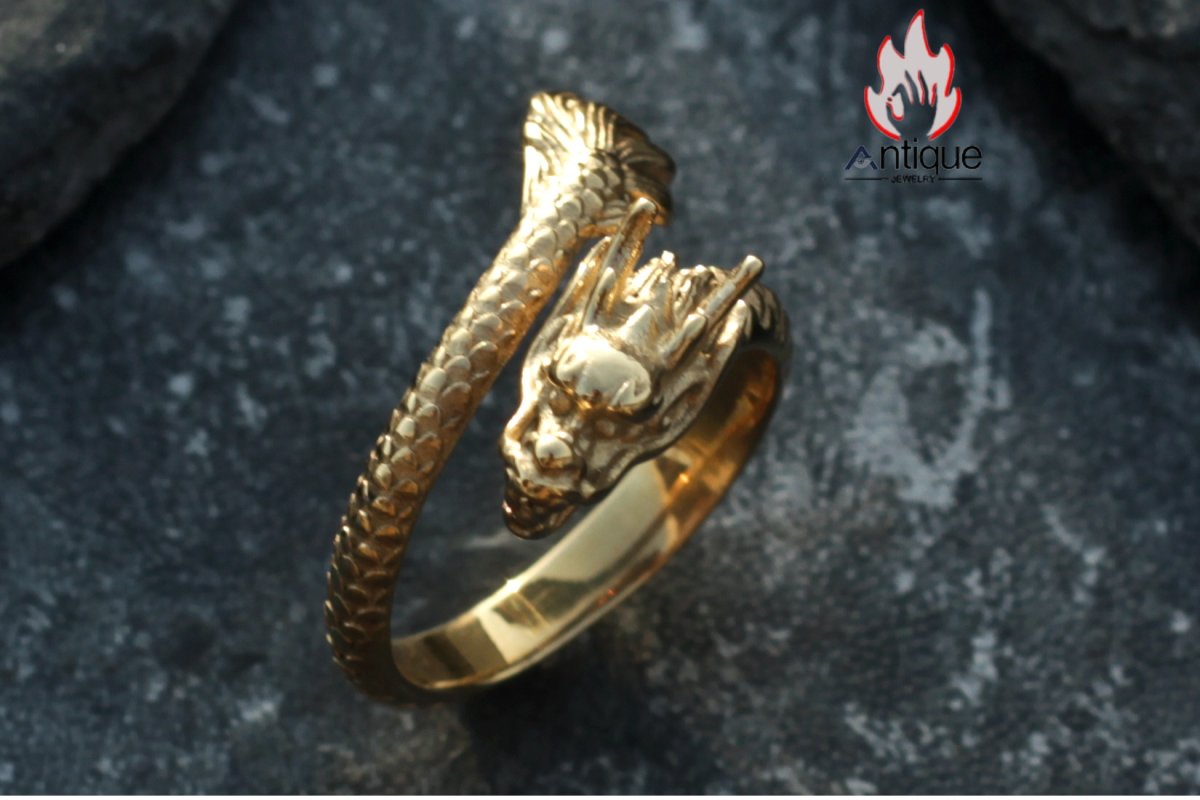 画像9: Antique Jewelry 神竜しっぽリング メンズ ヒップホップ風チタン鋼リング 高級感あふれる男性用指輪 (9)