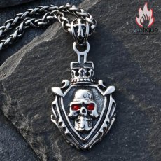 画像2: Antique Jewelry メンズネックレス クロス 王冠 スカル ペンダント チタンスチール製 レトロデザイン ヒップホップ 個性派 (2)