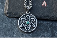 画像10: Antique Jewelry メンズネックレス レトロデザイン 両面彫り 蓮花 & 六字真言 チタンスチールペンダント (10)