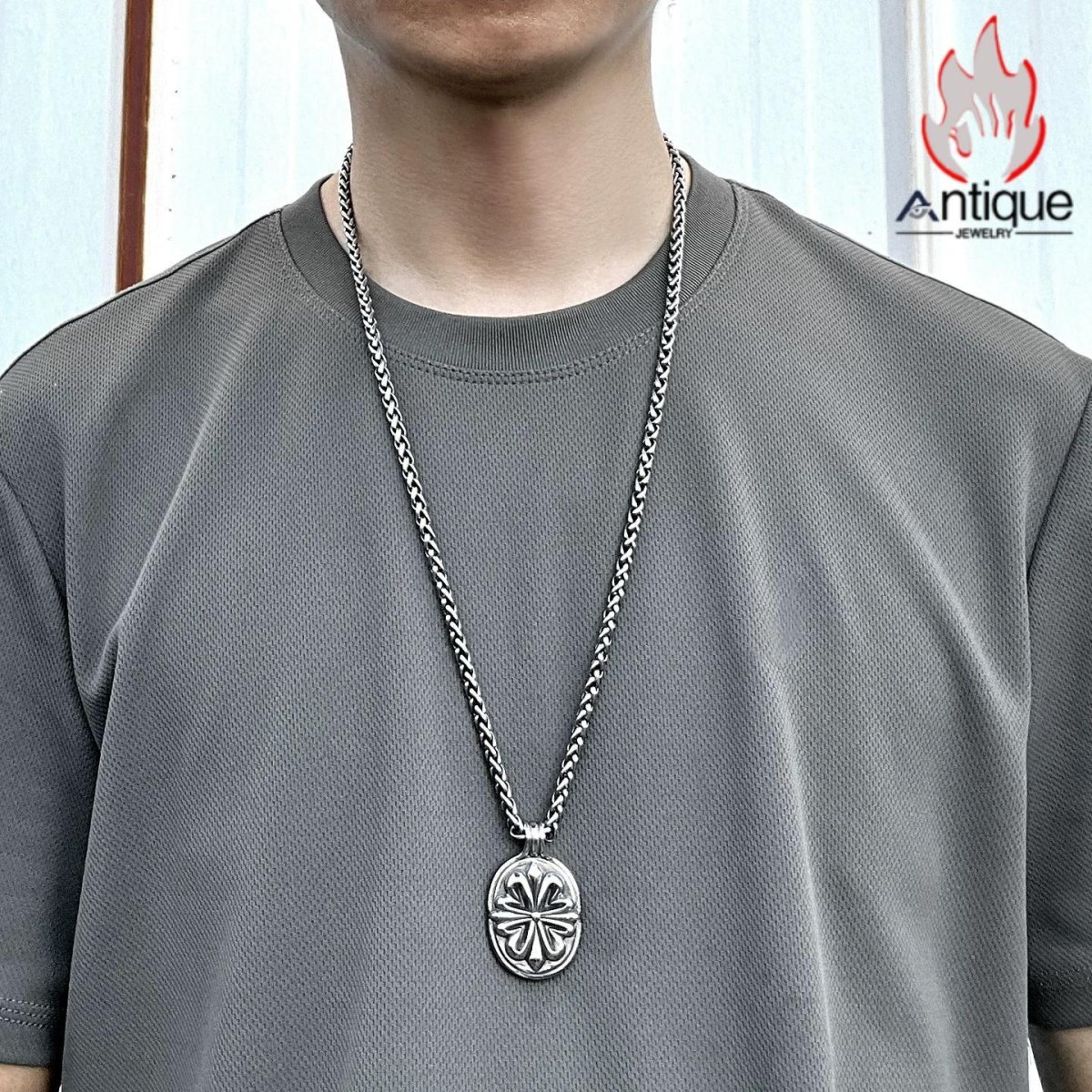 画像6: Antique Jewelry メンズ クロスネックレス ヒップホップ & 欧米風 チタンスチールペンダント レトロ 万能使い (6)