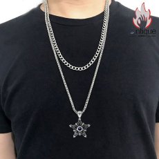 画像7: Antique Jewelry レトロな五角星ペンダント付きチタン鋼ネックレス、個性的な星形の学生向けアクセサリー、男女兼用 (7)