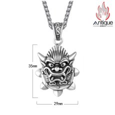 画像14: Antique Jewelry 男性用韓国風チタン鋼ネックレス、十二支の中の「龍」をモチーフとしたレトロなペンダントが付いたアクセサリー (14)