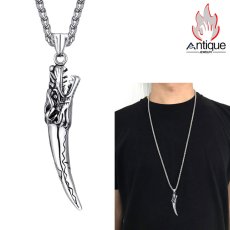 画像6: Antique Jewelry 毛皮付きの男性用レトロなチタン鋼の狼の牙ペンダントが付いたアクセサリー、彼氏への贈り物に最適 (6)