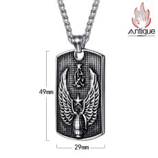 画像12: Antique Jewelry 翼の付いた男性用ドッグタグネックレス、恋人用のプレゼントとしてもおすすめ、刻印可能 (12)