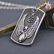 画像5: Antique Jewelry 翼の付いた男性用ドッグタグネックレス、恋人用のプレゼントとしてもおすすめ、刻印可能 (5)